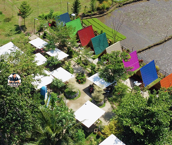 Aerial view of the park tents