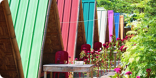 Colorful bamboo cottages